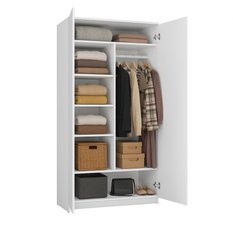 Szafa garderoba MARTUSIA 90x180x50 cm drzwi półki do przedpokoju lub pokoju biała bestseller - Miniaturka zdjęcia nr 4