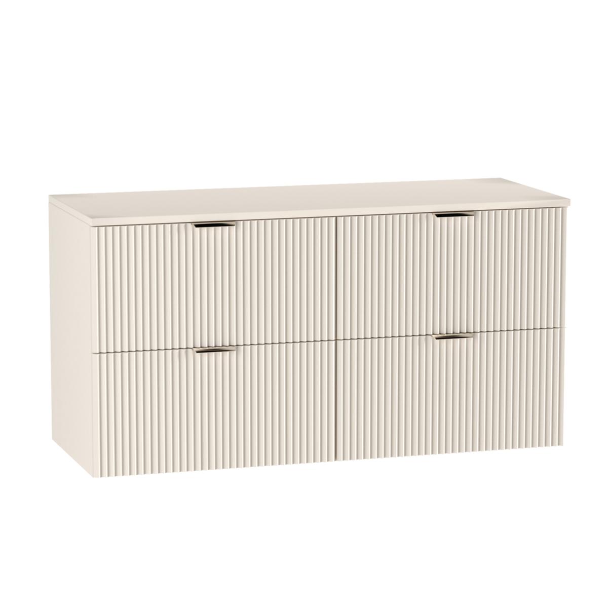 Szafka łazienkowa WILLY 120x60x47 cm pod umywalkę z szufladami wisząca z blatem kaszmir ryflowane  nr. 3