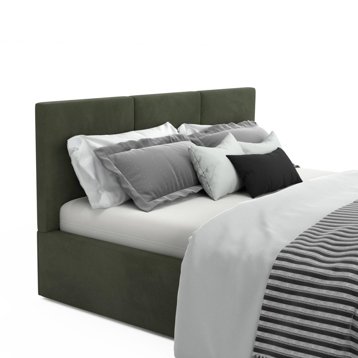 Łóżko tapicerowane 140x200x100 cm do sypialni łóżko podwójne z pojemnikiem schowek na pościel  khaki nr. 12
