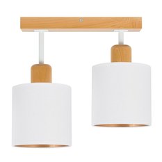 Lampa sufitowa 15 x 35 x 31 cm dwupunktowy spot z drewna gwint E27 biała do salonu - Miniaturka zdjęcia nr 3