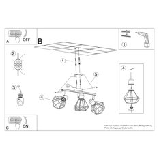 Plafon ARTEMIS 3 czarny 19x17x52cm E14 nowoczesna lampa do salonu - Miniaturka zdjęcia nr 6