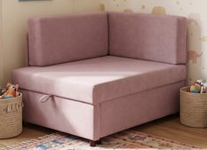 Łóżko rozkładane dla dzieci Viluś 106x75x80 cm sofa narożnik jednoosobowy do pokoju z funkcją spania i przechowywania różowy - Miniaturka zdjęcia nr 6
