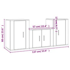 Zestaw szafek RTV 57x34,5x40 cm 3szt z drzwiczkami i półkami biały połysk do salonu - Miniaturka zdjęcia nr 10