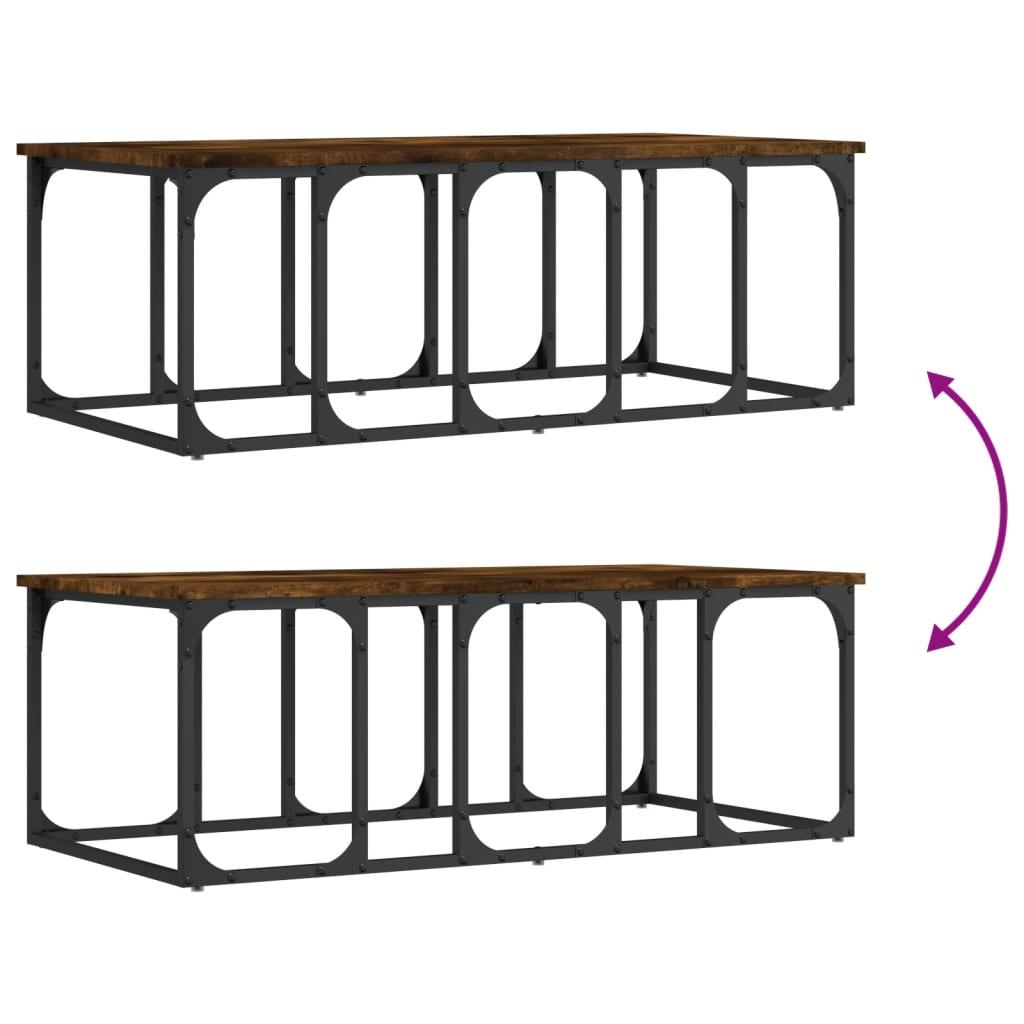 Stolik kawowy 100x50x35,5 cm z metalowymi nogami przydymiony dąb do salonu nr. 7