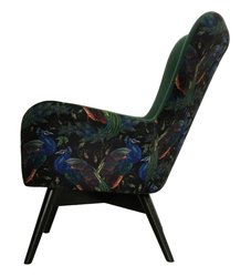 Fotel skandynawski GRANDE 80x93x80 cm zielony we wzory pawie do salonu - Miniaturka zdjęcia nr 3
