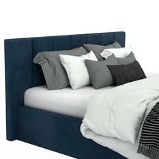 Łóżko tapicerowane 140x200 premium z pojemnikiem do sypialni granatowe wezgłowie 107 cm - Miniaturka zdjęcia nr 10