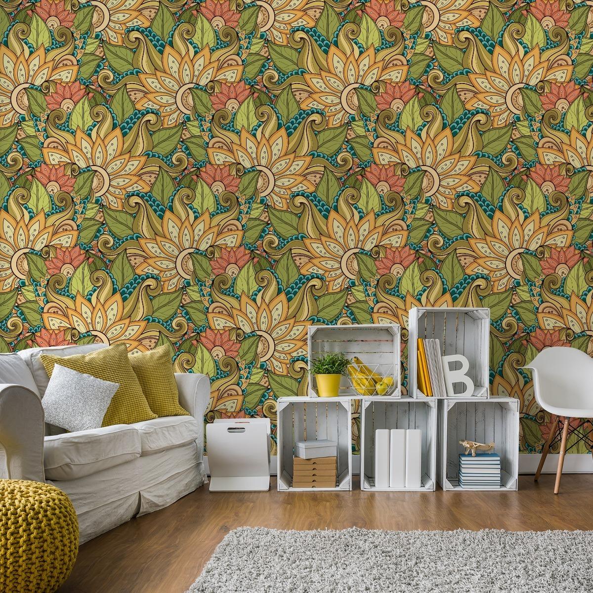 Tapeta Dekoracyjna KWIATOWE Ornamenty Liście Wzór  nr. 7
