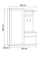 Garderoba do przedpokoju DUO 190x90x40 cm z lustrem wieszakami szafka na buty antracyt loft - Miniaturka zdjęcia nr 5