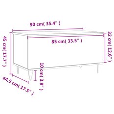 Stolik kawowy 90x44,5x45 cm z ukrytym schowkiem pod rozkładanym blatem biały o wysokim połysku do salonu - Miniaturka zdjęcia nr 11