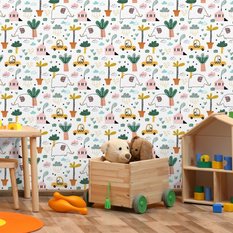 Tapeta Dla Dzieci SŁONIE Auta Styl Skandynawski 53x1000  - Miniaturka zdjęcia nr 4
