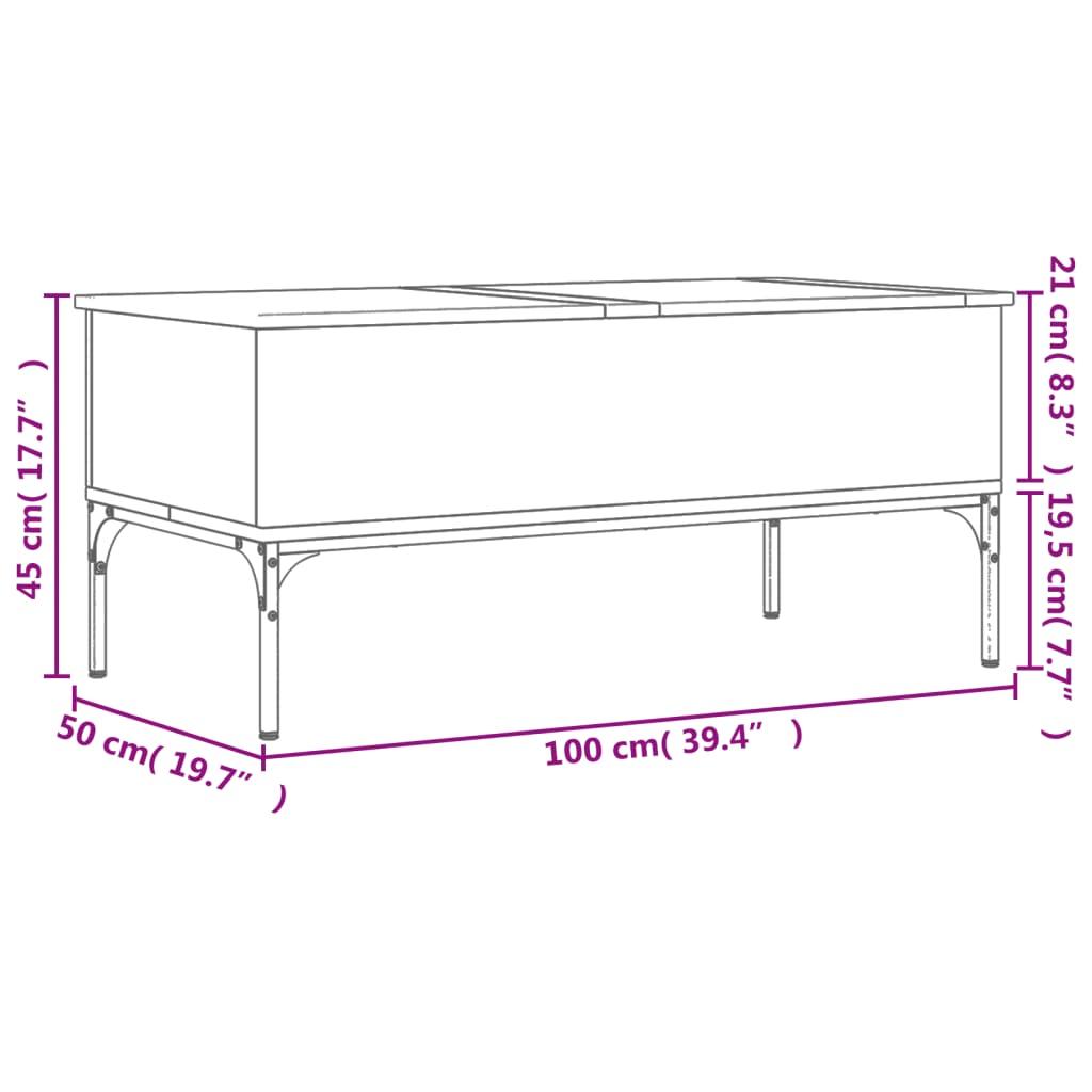 Stolik kawowy 100x50x45 cm z ukrytą przegrodą pod blatem dąb sonoma do salonu nr. 11