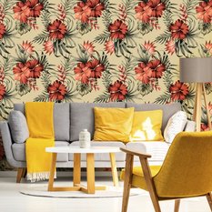 Tapeta Kwiaty HIBISKUSA Liście Tropikalne Przyroda  - Miniaturka zdjęcia nr 3