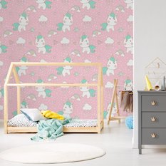 Tapeta dla dzieci – Jednorożec na kolorowym tle  - Miniaturka zdjęcia nr 4