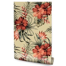 Tapeta Kwiaty HIBISKUSA Liście Tropikalne Przyroda  - Miniaturka zdjęcia nr 1