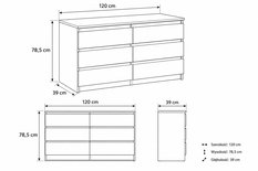 Komoda 120 cm MARTUSIA 78,5x120x39 cm z 6 szufladami dąb artisan antracyt do salonu i sypialni - Miniaturka zdjęcia nr 6