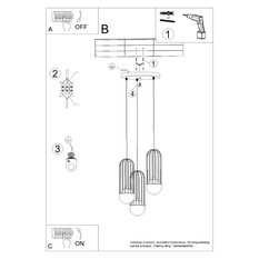 Lampa wisząca BRINA 3P czarna 115x34x34cm nowoczesna G9 do salonu - Miniaturka zdjęcia nr 11