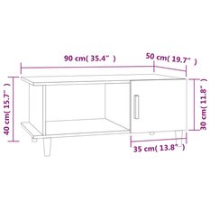 Stolik kawowy 90x50x40 cm z półką i zamykaną szafką brązowy dąb do salonu - Miniaturka zdjęcia nr 9