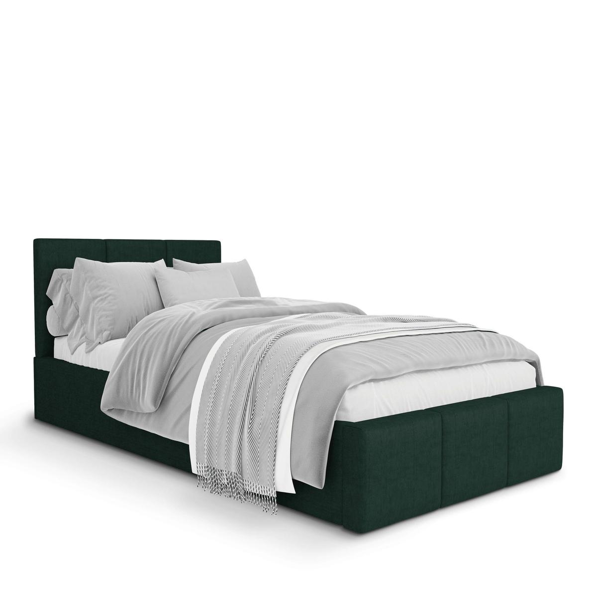 Łóżko Pojedyncze 90x200cm łóżko tapicerowane z pojemnikiem butelkowa zieleń do sypialni wezgłowie 100 cm nr. 5