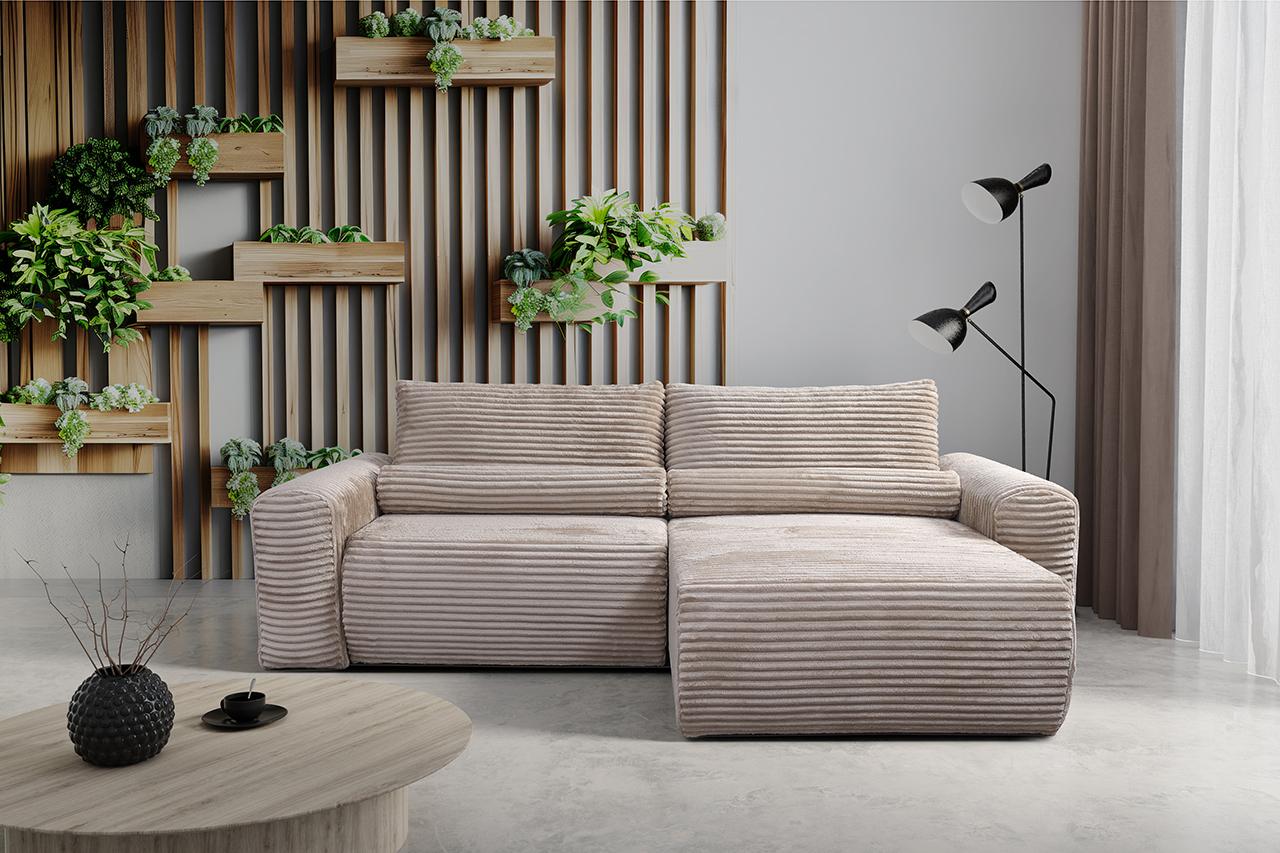 Narożnik z funkcją spania LEO 255x162 cm prawy sprężyny bonell Tilia 56 sztruks pomarańczowy nr. 4