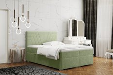 Łóżko CASTEL 120x200 cm z funkcją przechowywania i materacem do sypialni jasnozielone
