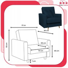 Fotel z pojemnikiem Rene granatowy Family Meble - Miniaturka zdjęcia nr 5