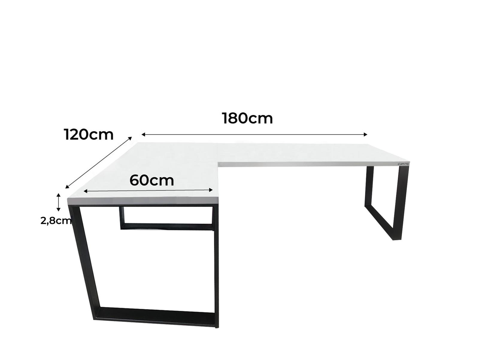 Biurko gamingowe narożne model 0 Top białe LOFT metalowe nogi dla gracza 180x71x60cm nr. 2