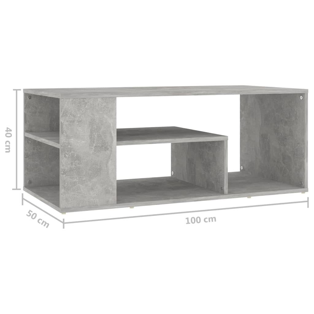 Stolik kawowy 100x50x40 cm z przestronnymi półkami szarość betonu z płyty wiórowej do salonu nr. 6