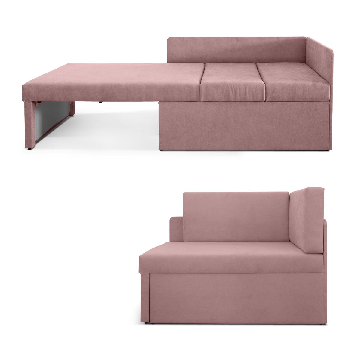 Narożnik dziecięcy Viluś 108x81x78 cm sofa jednoosobowa do pokoju salonu z funkcją spania i przechowywania dla dzieci różowy nr. 5