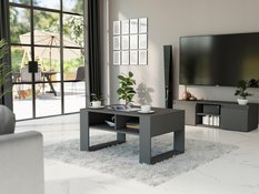 Stolik Kawowy 90x55x58 cm z półkami do salonu antracyt - Miniaturka zdjęcia nr 2