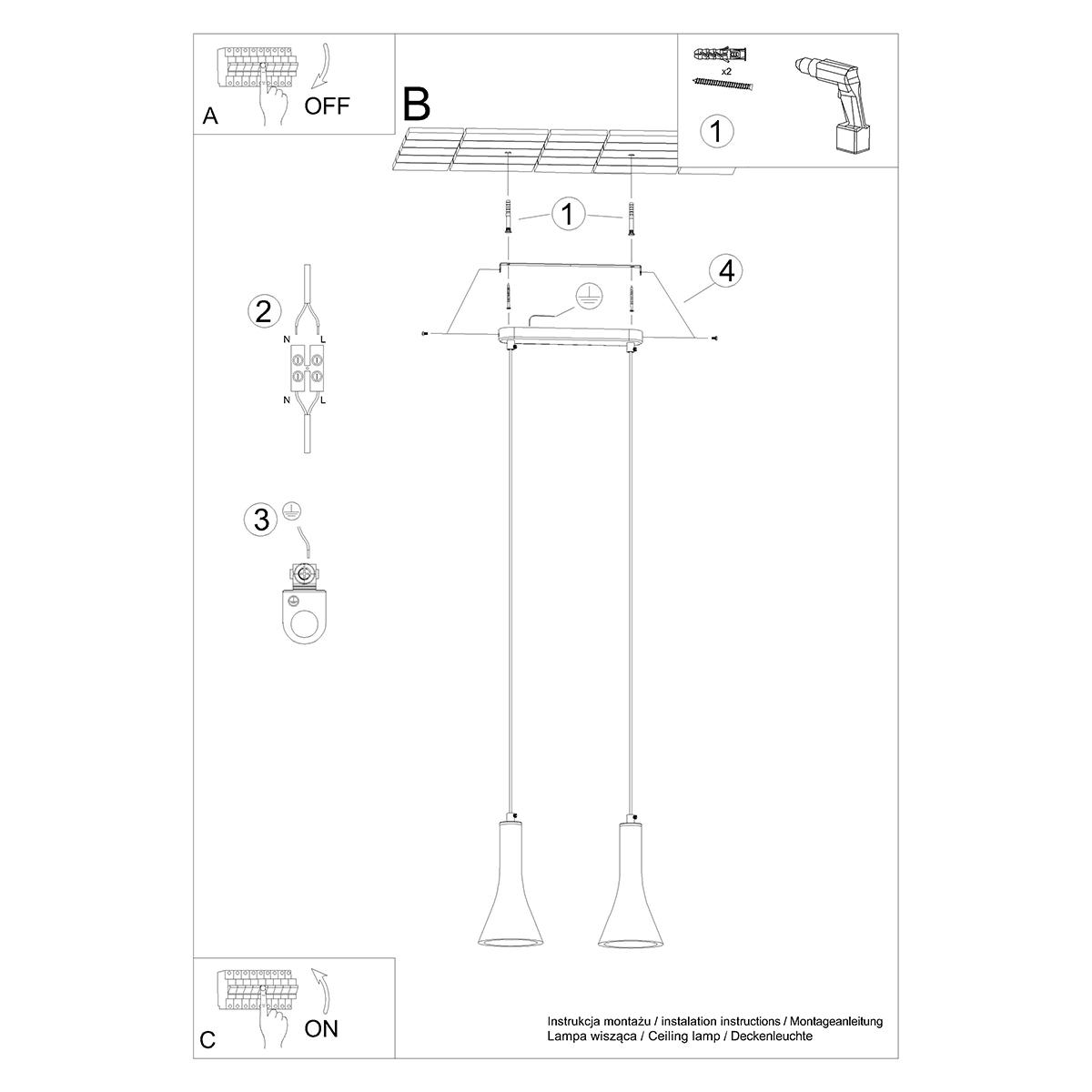 Lampa wisząca REA 2 beton 113x12x34cm nowoczesna E14 do salonu nr. 6