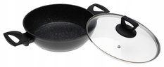 Garnek 24 cm 2,4 l niski płaski marmurowy wok indukcja gaz do kuchni - Miniaturka zdjęcia nr 3