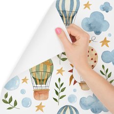 Tapeta Dla Dzieci CHMURKI Balony Gwiazdki Rośliny  - Miniaturka zdjęcia nr 3