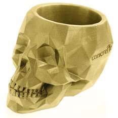 Doniczka betonowa Skull Low-Poly 11 cm | Klasyczne Złoto
