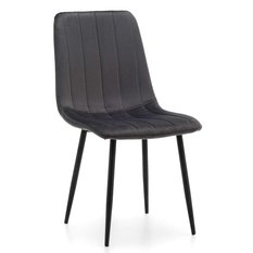 Krzesło GELA szare tapicerowane welurem pikowane do jadalni lub salonu 