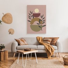 Obraz Do Sypialni Figury Geometryczne Liście Gałązki Styl Boho 80x120cm - Miniaturka zdjęcia nr 3