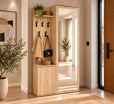 Garderoba do przedpokoju DUO 180x95x35 cm z lustrem wieszakami szafka na buty dąb sonoma prawa - Miniaturka zdjęcia nr 1