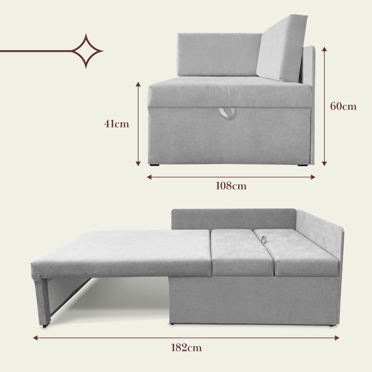 Narożnik Viluś 108x81x78 cm sofa jednoosobowa do pokoju salonu z funkcją spania i przechowywania dla dzieci szary nr. 9