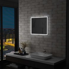 Lustro 60x50 cm do sypialni łazienki ścienne z LED aluminium szklane srebrny  - Miniaturka zdjęcia nr 3