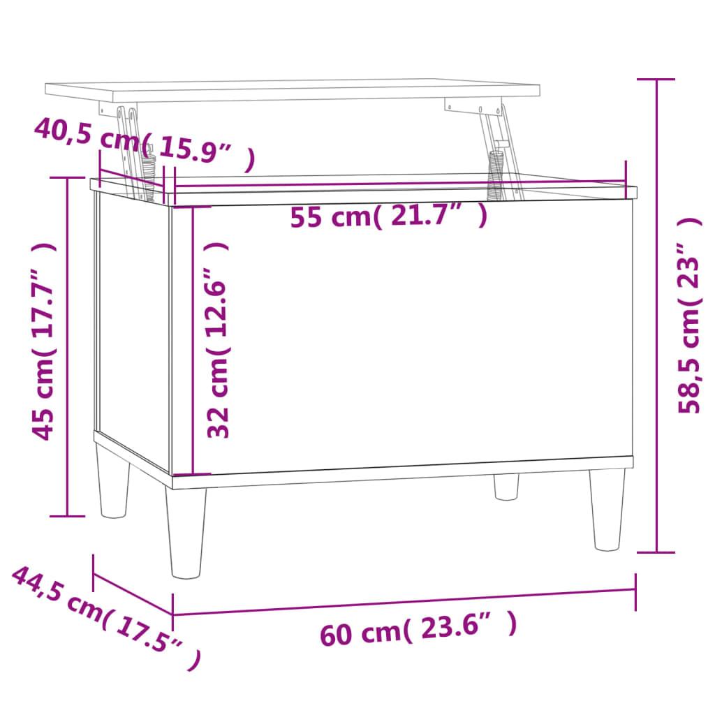 Stolik kawowy 60x44,5x45 cm z ukrytym schowkiem pod rozkładanym blatem przydymiony dąb do salonu nr. 10