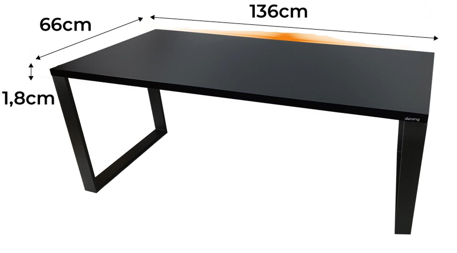 Biurko gamingowe model 1 Low 136x66x1.8 cm czarne loftowe led stabilne metalowe do pokoju gracza nr. 2