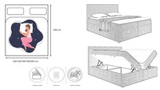 Łóżko BALI 200x200 cm z funkcją przechowywania i materacem do sypialni morski - Miniaturka zdjęcia nr 2