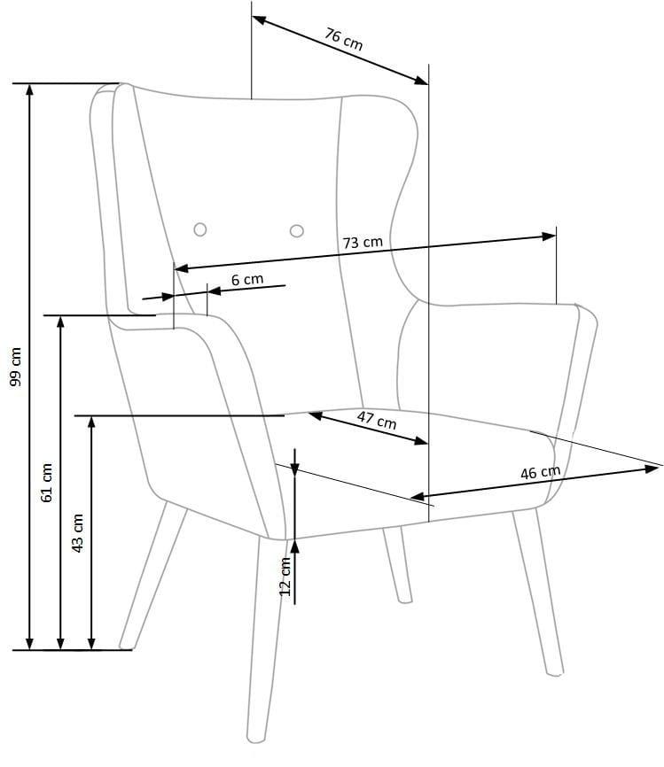 Fotel uszak Cotto 73 cm do salonu jadalni wypoczynkowy niebieski nr. 2