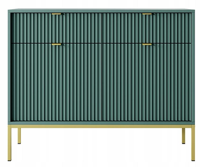 Komoda KSZ 104x83x39 cm nova zielona czarne nóżki, złote uchwyty do salonu  nr. 7