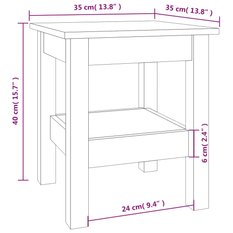 Stolik kawowy 35x35x40 cm z pojemną półką z litego drewna sosnowego miodowy brąz do salonu - Miniaturka zdjęcia nr 7