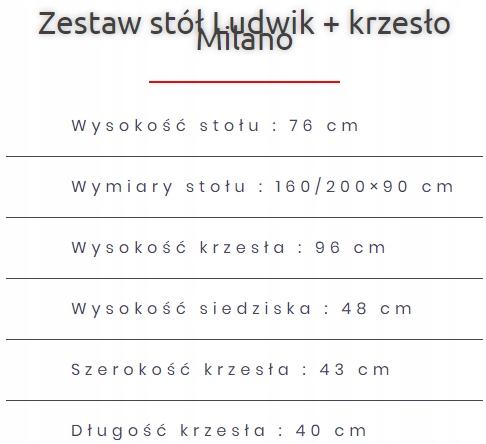 Zestaw do jadalni stół LUDWIK 160/200x90 cm rozkładany + 6 krzeseł MILANO orzech nr. 4