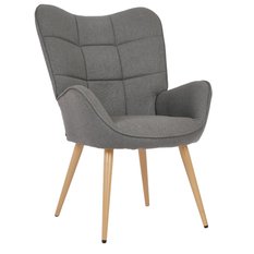 Fotel uszak tapicerowany wypoczynkowy 69x63x89 cm do salonu biura nogi dąb, szary - Miniaturka zdjęcia nr 3