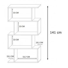 Regał otwarty 76,4x28x141 cm Bask na książki z czterema praktycznymi półkami dąb sonoma do salonu - Miniaturka zdjęcia nr 3