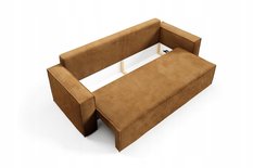 Kanapa 248x96x93 cm sofa z funkcją spania automat i pojemnik sztruks jasnobrązowa do salonu - Miniaturka zdjęcia nr 6