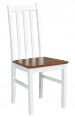 Krzesło BOS 10D 40x43x96 cm z drewna litego do jadalni białe brązowe siedzenie