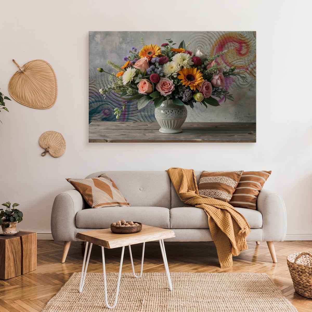 Obraz Na Płótnie Bukiet Kwiatów W Wazonie 100x70 Styl Nowoczesny nr. 3